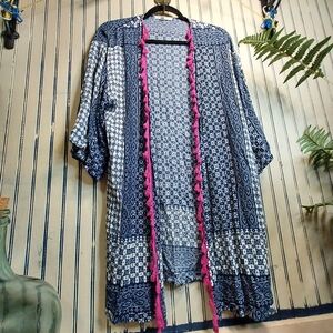 Living Doll navy and pink boho kimono